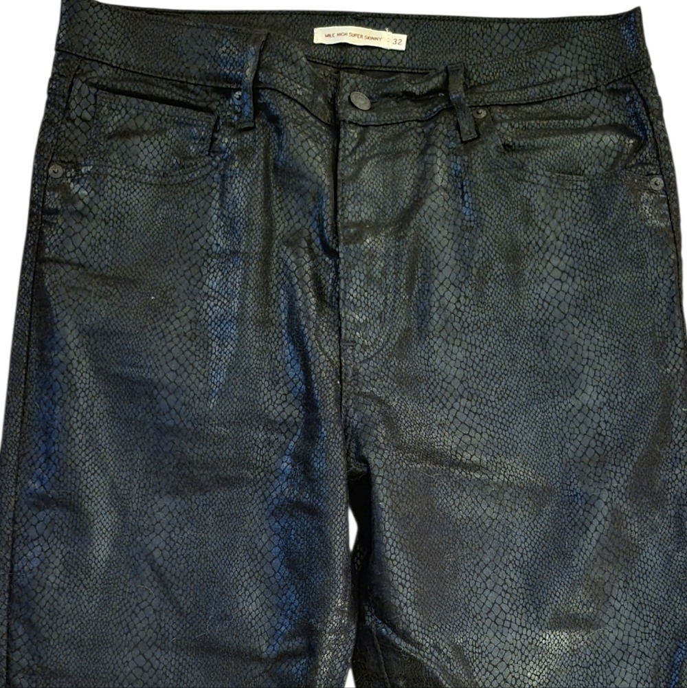 LEVI'S PREMIUM Black Snakeskin Mile High Stretch Jeans - Picture 3 of 10